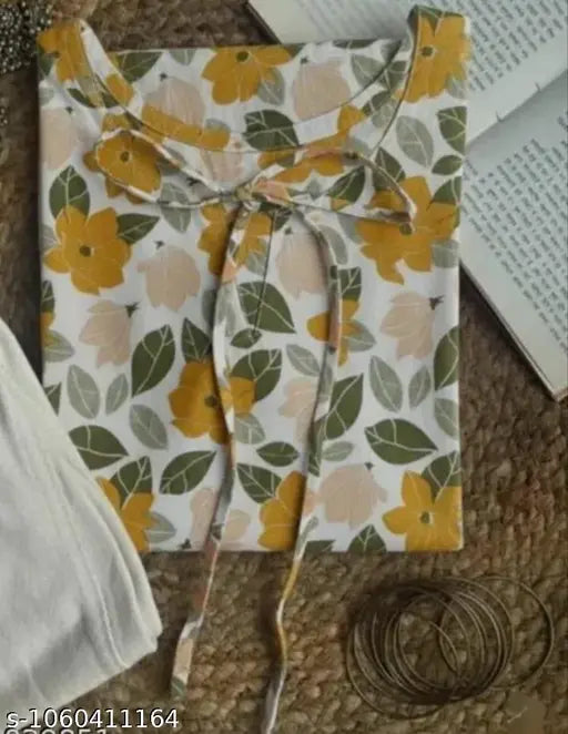 Short Kurti for College | Khadi Cotton, Tie-Up Neck, Lace Border